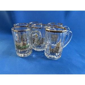 Set 6 Mini Beer Steins Souvenir Shot Glasses London Landmarks Vintage
